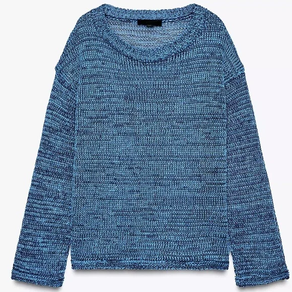 Zara Blue Ribbon Knit Crew Neck Sweater - Picture 3 of 5